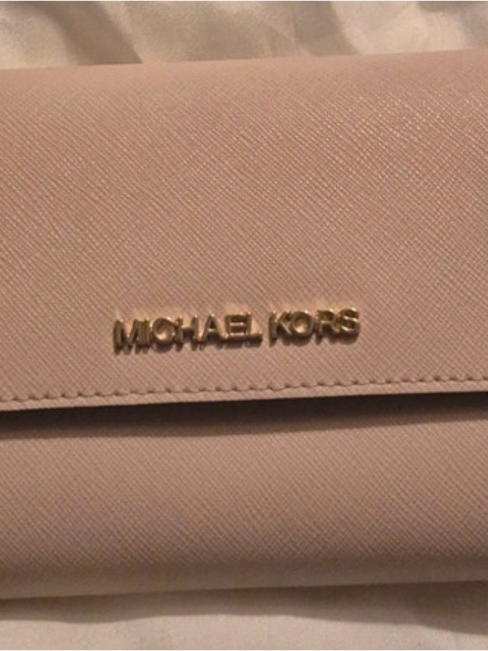 Michael Kors Blush Pink Saffiano Leather Wallet with Gold Logo